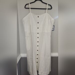 Target White Strapless Button-Front Midi Dress 3X